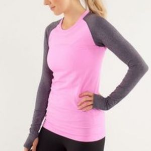 Lululemon Swiftly Tech Long Sleeve Crew Pink/Grey
